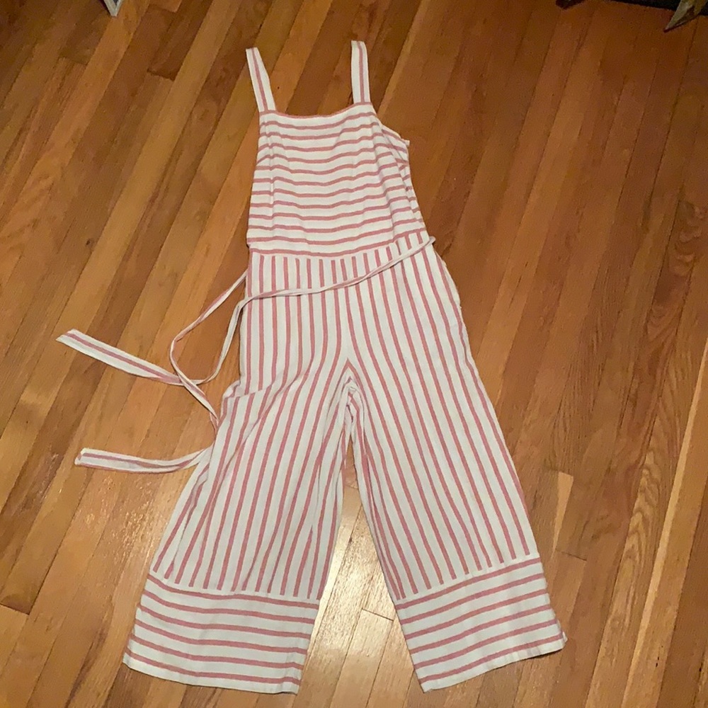 red & white wide leg jumpsuit